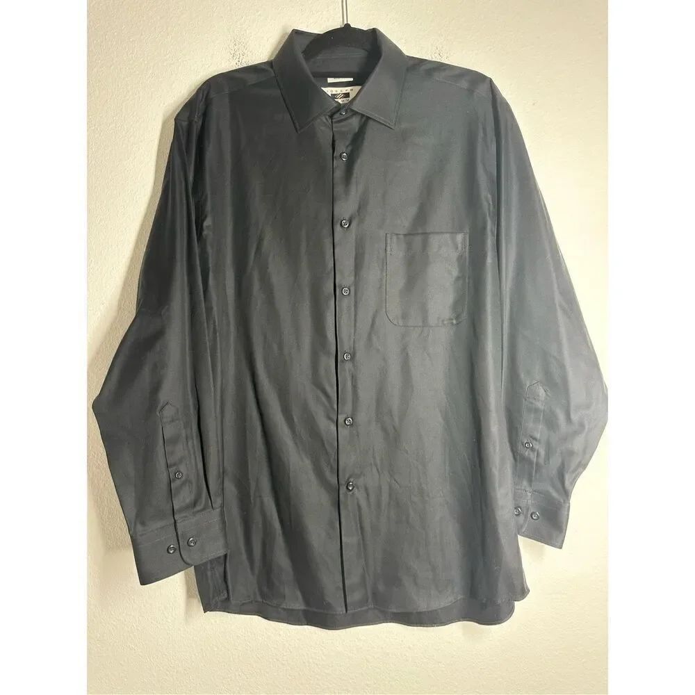 Joseph Abboud  Men’s Buttoned  Shirt Black Long Sleeve Egyptian Cotton Sz 16 1/2
